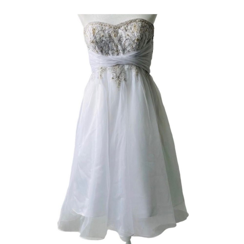 Alfred Angelo Sapphire White Tea Length Dress